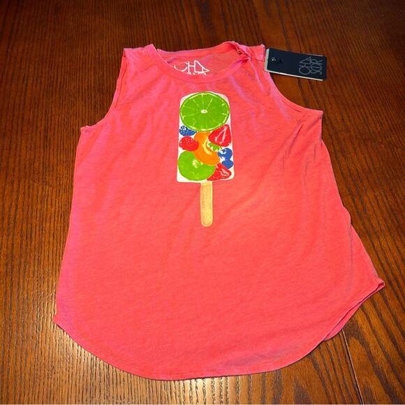 NWT Chaser Fruit Popsicle Pink Sleeveless Tank Top Size 10 Kids/Youth - Picture 1 of 4